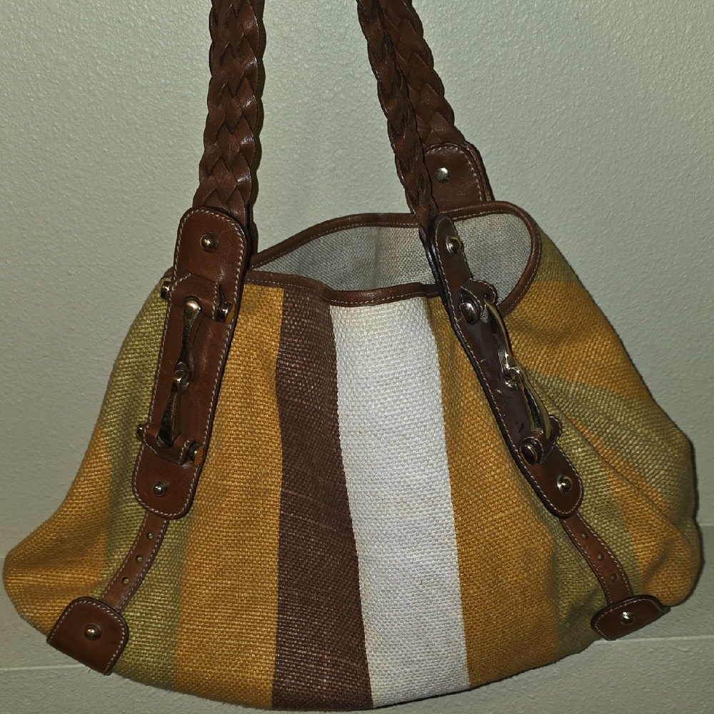 Gucci Brown and Yellow Striped Shoulder Bag EUC